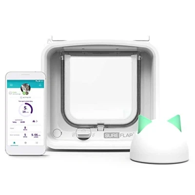 Abbildung von Sure Petcare SureFlap Mikrochip Katzenklappe Connect mit Hub, DualScan Technologie, kompatibel RFID Halsband und Mikrochip, batteriebetrieben, Steuerung über Smartphone App