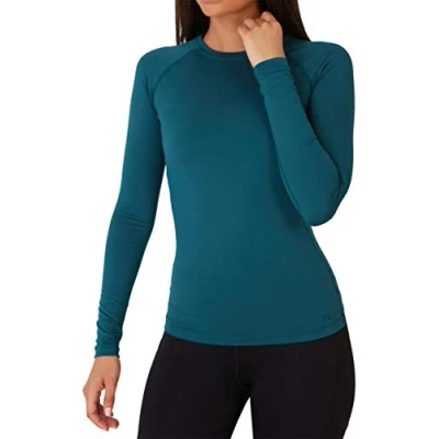 Abbildung von TCA Thermounterwäsche Damen Extra Warm Thermo Unterwäsche für Sport Thermoshirt Funktionsshirt Langarm Kompressions Laufoberteil Blau, XS