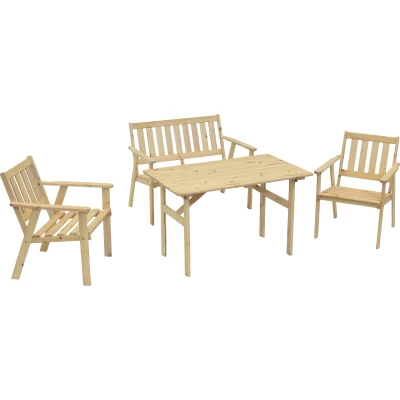 Abbildung von MERXX Garten Essgruppe &quot;Sylt&quot;, (4 tlg., 2x Sessel, 1x Bank, Tisch), Kiefernholz