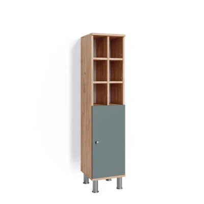 Abbildung von Vicco Midischrank Fynn, Grün/Goldkraft Eiche, 30 x 130.6 cm große Tür