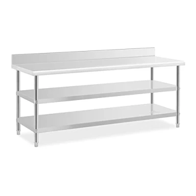 Abbildung von Royal Catering RCAT 200/70 SPS3SH Edelstahltisch mit Aufkantung 200 x 70 16.5 cm 235 kg 2 Ablagen Edelstahl Arbeitstisch