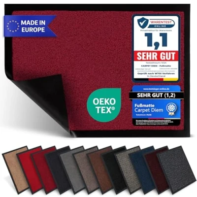 Abbildung von Carpet Diem Fußmatte 90x150 cm in Weinrot Schmutzfangmatte innen für sauberen Eingangsbereich rutschfest &amp; pflegeleicht Verschiedene Größen tolle Farben