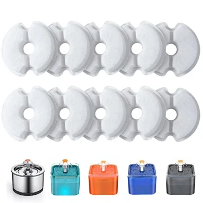 Abbildung von Yiupea Wasserbrunnen Filter 10 Stück, Trinkbrunnenfilter für 2 L &amp; 2,5 / 67oz 84oz Katzenblüten Trinkbrunnen, Baumwoll Aktivkohle Harz Katzenbrunnenfilter mit dreifacher Filtration