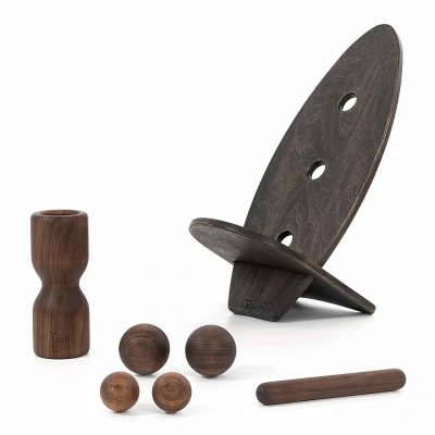Abbildung von rollholz Balance Board Set groß Walnuss schwarzes Brett 1 St