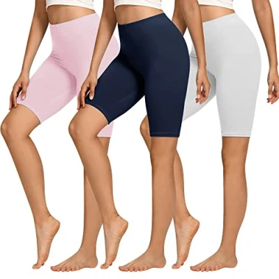 Abbildung von Libella 3er Pack Radlerhose Damen Kurze Leggings Baumwolle High Waist Shorts Blickdicht Sommer Sportshorts Marineblau Weiß Rosa 4165 L
