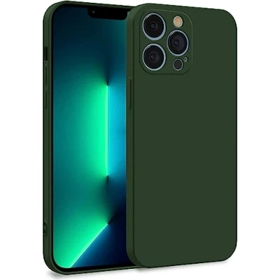 Abbildung von MyGadget Hülle kompatibel mit iPhone 13 Pro Zweilagige Handyhülle Kameraschutz Cover Innenfutter &amp; Silikon außen Olive Grün