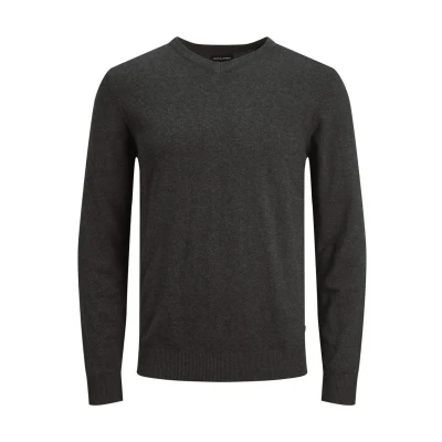 Abbildung von Jack &amp; Jones Jjeemil Vneck NOOS Strickpullover, Herren, Größe: XS, Dark grey melange