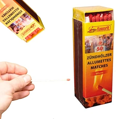 Abbildung von favorit Streichhölzer 10cm lang, 50 Stück gut und günstig, Anzünder, Ofenanzünder, Kohleanzünder, Grillanzünder, Kaminanzünder Anzündwürfel, ökologisch 1242 (1)