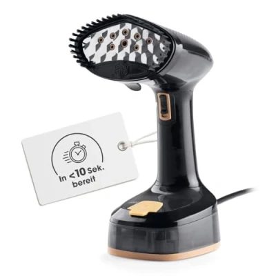 Abbildung von CLEANmaxx Dampfbürste faltbar 1600W schwarz 165ml Tank, Dampfglätter für Kleidung, Mit 2in1 Funktion