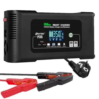 Abbildung von SolaMr 35A Auto Batterie Ladegerät, 12V und 24V Intelligenter vollautomatischer Batterieerhalter mit Impuls Rekonditionierung für LKW, Motorräder, Marine Lithium Blei Säure Batterien P35