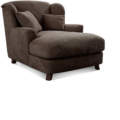 Abbildung von Cavadore XXL Sessel Assado / großer Polstersessel mit Holzfüßen und Sitzfläche Inkl. 2 Zierkissen 109 x 104 145 Webstoff Dunkelbraun