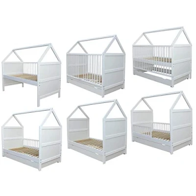 Abbildung von Micoland Kinderbett Babybett Juniorbett Bett Haus 140x70cm + Schublade 0 6 J.
