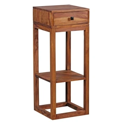 Abbildung von Beistelltisch Massivholz Sheesham Anstelltisch Telefontisch mit Schublade 35 x 90 cm