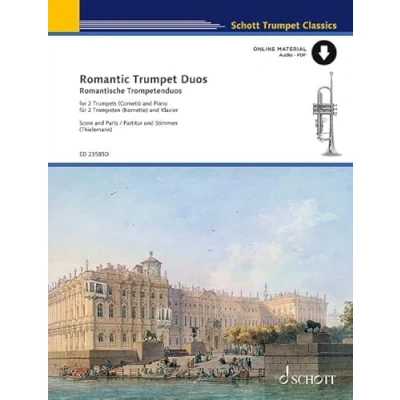 Abbildung von Romantic Trumpet Duos: 2 Trompeten (Kornette) in B und Klavier. Partitur Stimmen. (Schott Classics)