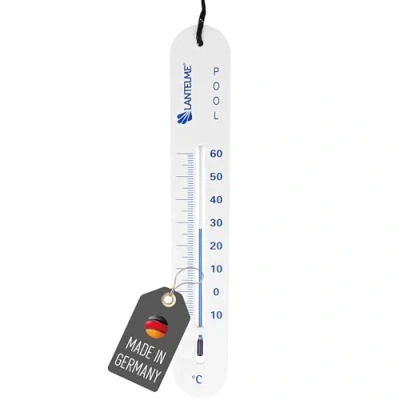 Abbildung von Lantelme Poolthermometer sinkend mit Schnur Analoges Thermometer in Weiß für Schwimmbad, Whirlpool, Pool und Teich Ideal zur präzisen Wassertemperaturmessung Überwachung