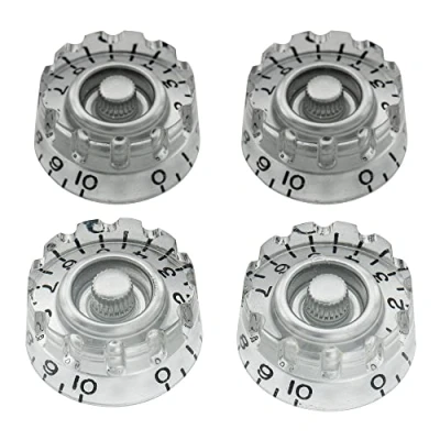 Abbildung von Musiclily Pro Zoll Gitarre Knöpfe Potiknöpfe Knurled Speed Knobs für USA Les Paul Style E Gitarre, Silber (4er Set)