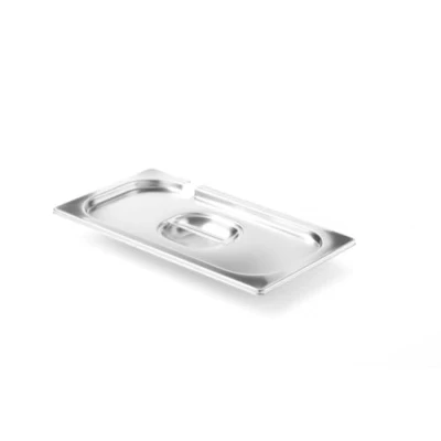 Abbildung von HENDI Gastronorm Deckel mit Löffelaussparung, für Gastronormbehälter, Temperaturbeständig von 40 bis 300C, Heissluftöfen Chafing Dishes Bain Marie, Stapelbar, GN 1/3, 325x176mm, Edelstahl 18/10