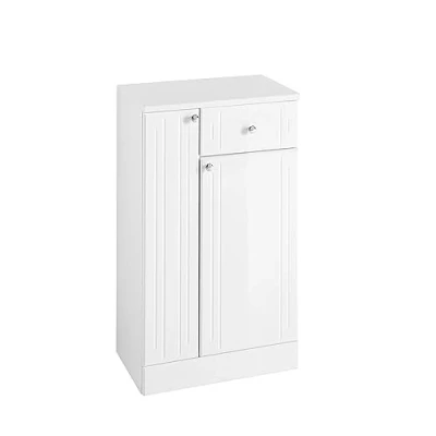 Abbildung von Pelipal Badezimmerschrank Quickset 955 in Weiß Hochglanz, 50 cm breit Unterschrank mit 2 Türen, 1 Schubkasten und Einlegeboden