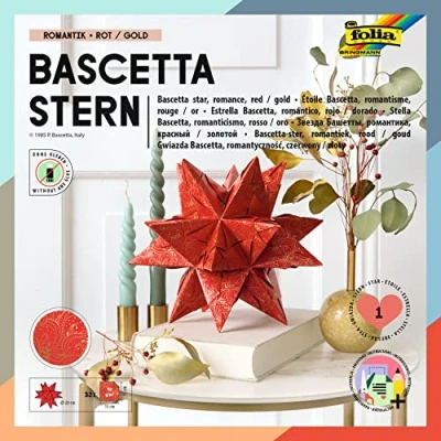 Abbildung von folia Papiersterne Faltblätter Bascetta Stern, rot / bedruckt
