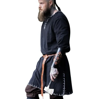 Abbildung von Leonardo Carbone Wikinger Kostüm Wikingertunika mit Stickerei &quot;Erwin&quot; Schwarz XXXL