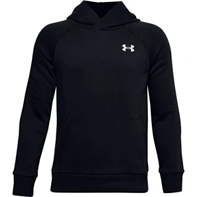 Abbildung von Under Armour Jungen Aufwärmoberteil Rival Hoodie aus Baumwolle, Black//Onyx White (001), YXS, 1357591 001