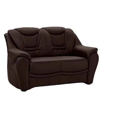Abbildung von Cavadore 2 Sitzer Bansa mit Federkern / Polstercouch in Kunstleder 148 x 94 95 Lederoptik Braun
