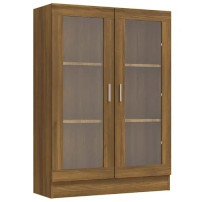 Abbildung von vidaXL Vitrinenschrank, Vitrine mit viel Stauraum, Beistellschrank für Schlafzimmer Wohnzimmer Büro, Büroschrank Schrank, Braun Eichen Optik Holzwerkstoff