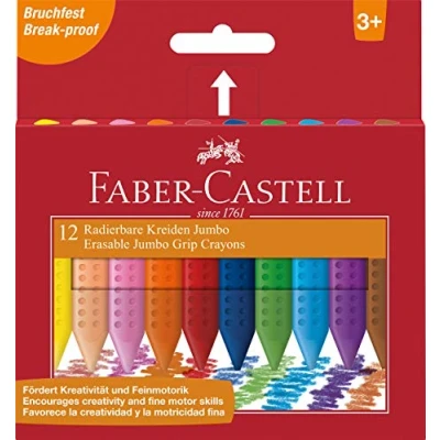 Abbildung von FABER CASTELL 122540 Radierbare Kreide Jumbo GRIP, 12er Kartonetui