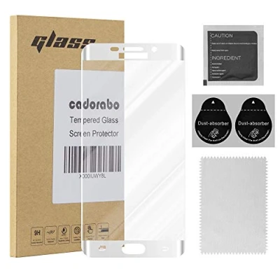 Abbildung von Cadorabo Vollbild Panzer Folie kompatibel mit Samsung Galaxy S6 EDGE PLUS Schutzfolie in TRANSPARENT WEIß Gehärtetes (Tempered) Display Schutzglas 9H Härte 3D Touch