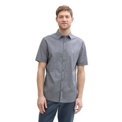 Abbildung von TOM Tailor Kurzarm MIT Print Hemd, Herren, Größe: XXL, Grey graphic minimal design