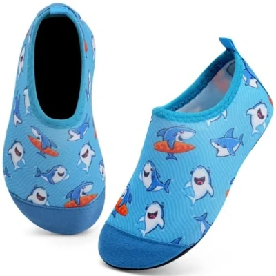 Abbildung von IceUnicorn Badeschuhe Kinder Schwimmschuhe Jungen Mädchen Strandschuhe Baby Aquaschuhe Barfußschuhe Kleinkind Wasserschuhe(Hai, 26/27 EU)