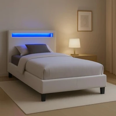 Abbildung von CARO Möbel Polsterbett HIMALAYA, Einzelbett Jugendbett Bettgestell mit LED 90x200 cm