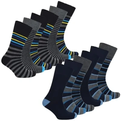 Abbildung von 12er Pack Herren Socken Ohne Gummi und Naht Bambus Lustige Design Extra Weit/Breit Diabetiker (39 45, Verschiedene)