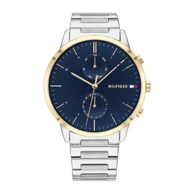 Abbildung von Tommy Hilfiger Multi Zifferblatt Quarz Uhr für Herren mit Silbernes Edelstahlarmband 1710408