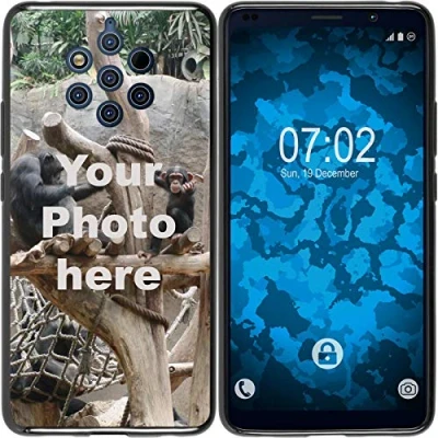Abbildung von PhoneNatic Case kompatibel mit Nokia 9 PureView Personalisierte Handyhülle schwarz zum selbst gestalten eigenem Foto