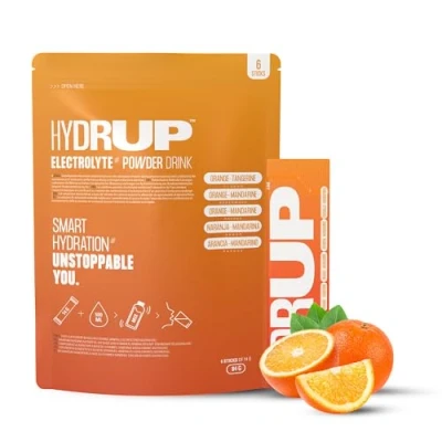 Abbildung von Hydrup Elektrolyte ohne Zucker Getränkepulver, 1733 mg hochkonzentriertes Orange Mandarine Elektrolyt Pulver, Hydratationspulver mit Vitaminen und Mineralien, 6 Sticks