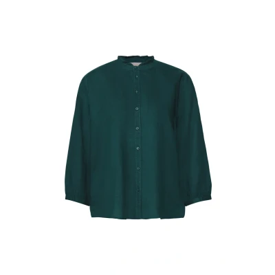 Abbildung von Street One Damen A345404 Leinenmix Bluse mit Rüschen, Dark Garden Green, 42