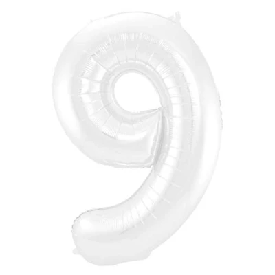 Abbildung von Folie Balloon Nummer 9 Matt White Metallic 86 cm