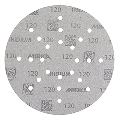Abbildung von Mirka Iridium Schleifpapier Ø 225mm Klett Korn 120 / 25 Scheiben Für Trockenbauschleifer Wand und Deckenschleifer Schleifen von Lack, Spachtel, Grundierung, Holz, Stahl, Mineralwerkstoffe