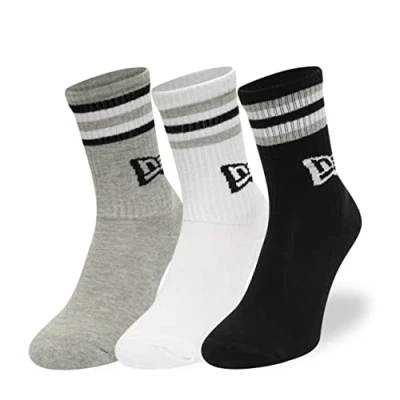 Abbildung von New Era Retro Stripe CREW Socks Unisex 3 PACK Socken, Größe: 35 38, Black/white/grey
