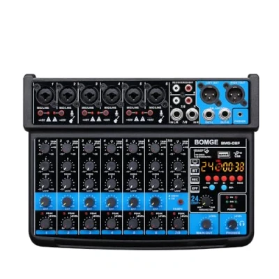 Abbildung von BOMGE 8 channel mini audio Mixer Line ，DC 5V，with MP3 Player,Bluetooth, U disk 48V,24DSP effects, USB Recording Ideal for Small Clubs or Bars, Studio