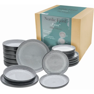 Abbildung von CreaTable Teller Set &quot;Nordic Fjord&quot;, (Set, 18 tlg.), je 6 Speiseteller 26 cm, Suppenteller 22,5 Dessertteller 19,5 cm