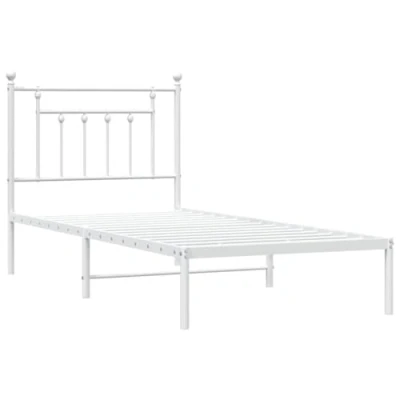 Abbildung von vidaXL Bett Bettgestell mit Kopfteil Metall Weiß 90x200 cm