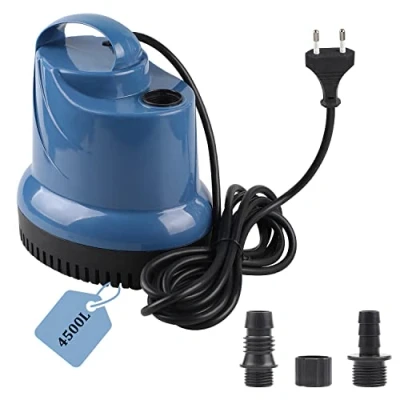Abbildung von EXLECO Mini Wasserpumpe Tauchpumpe Aquariumpumpe 4500L/H 130W 230V Förderhöhe 3,8m Kabel mit Stecker 2,5m Auslassdurchmesser 16/20/25 mm für Gärten Aquarium, Teich, Brunnen