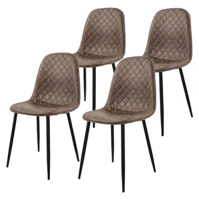 Abbildung von ML DESIGN Stuhl Esszimmerstuhl mit Rückenlehne, Polsterstuhl Metallbeinen (Komplett Set, 4 St), Wohnzimmerstuhl ergonomisch Braun Kunstlederbezug Küchenstuhl