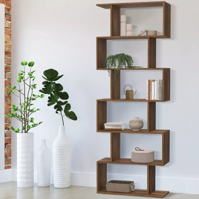 Abbildung von S förmiges Bücherregal in Walnuss Effekt 189 cm IDMarket