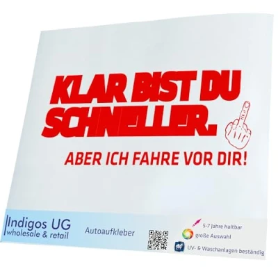 Abbildung von Aufkleber Autoaufkleber JDM Die cut Auto 200x79 mm Klar bist du schneller! Aber ich fahre vor Dir! rot Heckscheibe Heckscheibenaufkleber Sticker Tuning Boot Laptop LKW
