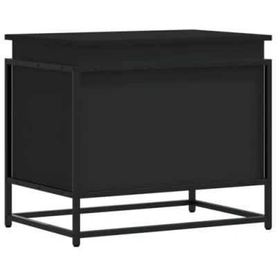 Abbildung von vidaXL Aufbewahrungsbox mit Deckel, Spielzeugkiste Metallgestell, Auflagenbox für Kleidung Spielsachen, Kissenbox, Schwarz Holzwerkstoff