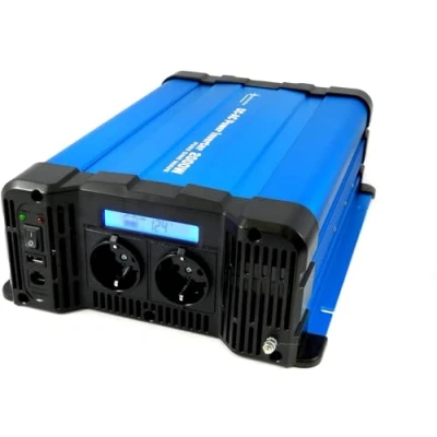 Abbildung von SOLARTRONICS Spannungswandler FS2000D 12v 2000 Watt mit Display Wechselrichter auf 230v Reiner Sinus LiFePO4/Lithium, Blei , Gel oder AGM Batterie kompatibel USB Fernbedienung optional