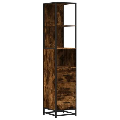 Abbildung von vidaXL Badschrank Räuchereiche 35x37,5x166 cm Holzwerkstoff, Badezimmerschrank, Badmöbel, Toilettenschrank, Badezimmermöbel, Schrank Badezimmer